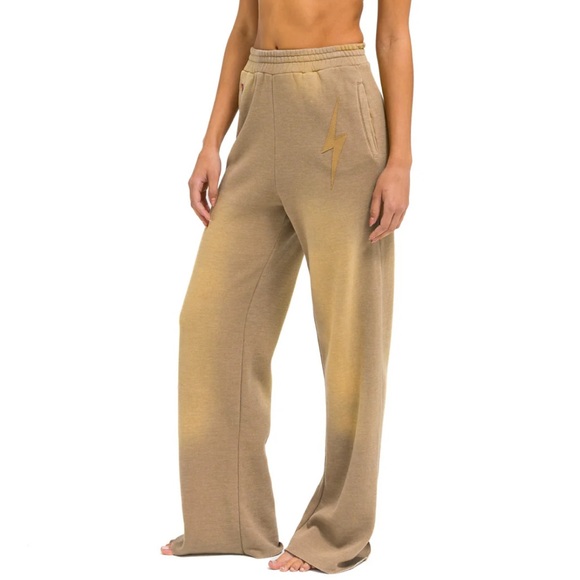 Aviator Nation Bolt Stitch Wide Leg with pockets - Faded Tan - NWT - Picture 3 of 5